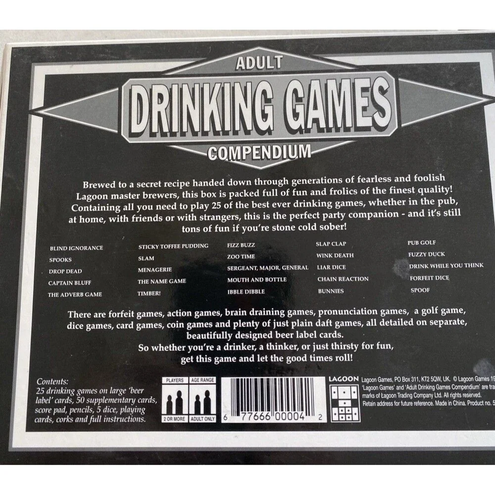 25 Adult Drinking Games Compendium House Party Student Fun Board Game